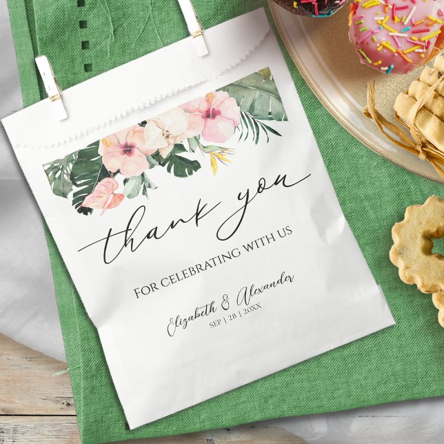 Sachets En Papier Palm Hibiscus Tropical | MARIAGE MERCI (Créateur téléchargé)