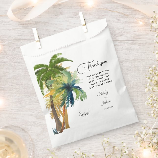 Sachets En Papier Palm Tree Beach Wedding (Coupé)