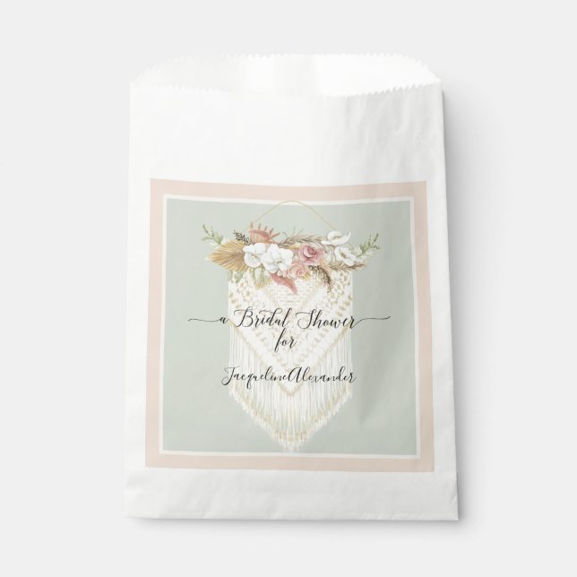Sachets En Papier Pampas Grass Mint Blush Floral Green Bridal (Devant)