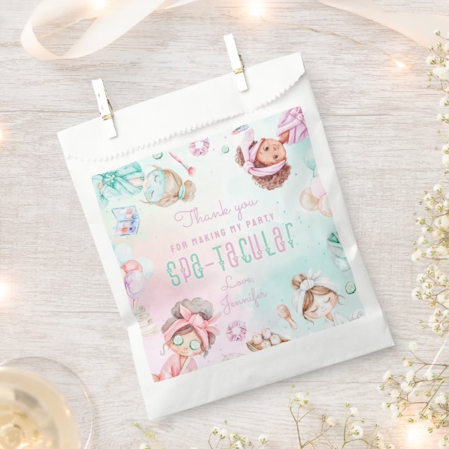 Sachets En Papier Pamper Party Glam Anniversaire Spatacular Merci (Coupé)
