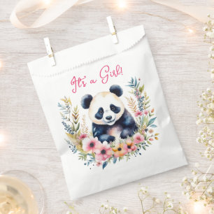 Sachets En Papier Panda Bear in Flowers La fille C'est une fille