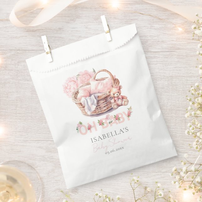 Sachets En Papier Panier bébé Floral Élégant Baby shower (Coupé)