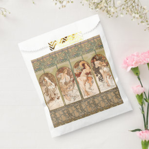 Sachets En Papier Panneau Art nouveau Les Quatre Saisons d'Alphonse