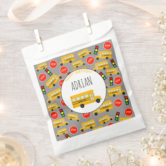 Sachets En Papier Panneau d'arrêt de bus de l'école jaune feu de cir (Coupé)