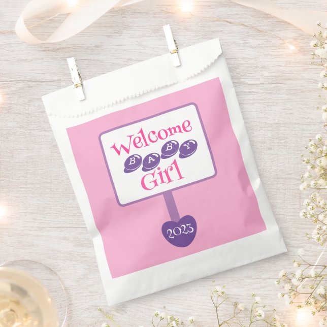 Sachets En Papier Panneau Douche bébé rose mignonne et pourpre (Coupé)