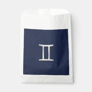 Sachets En Papier Panneau Zodiac Gemini Argent Bleu Fibre de carbone