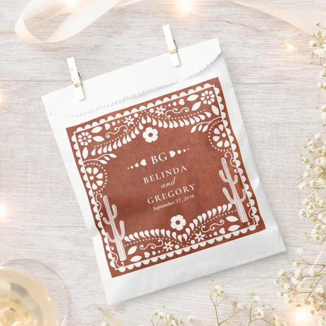 Sachets En Papier Papel Picado Boda Mexican Terracotta Brown Wedding (Coupé)