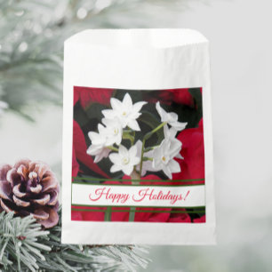 Sachets En Papier Paperwhites et Red Poinsettias Joyeuses fêtes