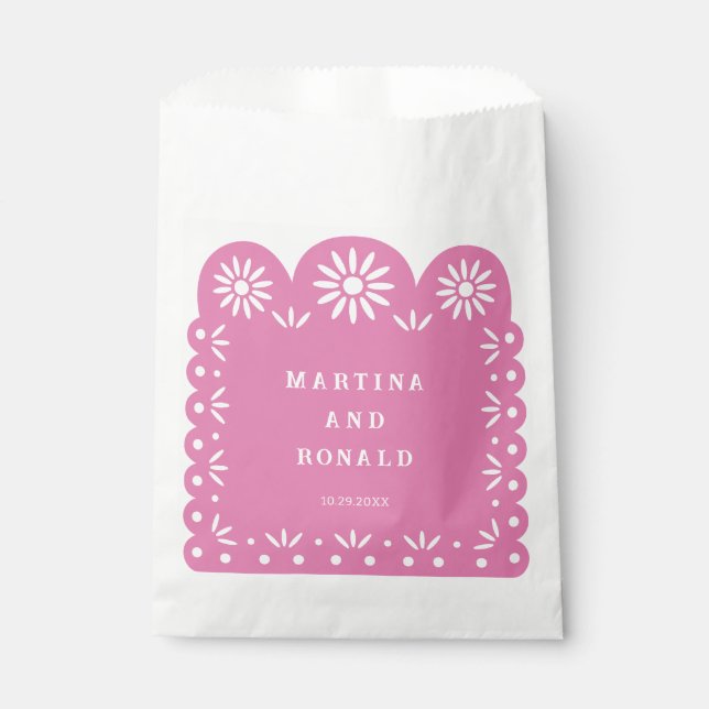 SACHETS EN PAPIER PAPIER DÉCOUPÉ MEXICAIN ROSE (Devant)