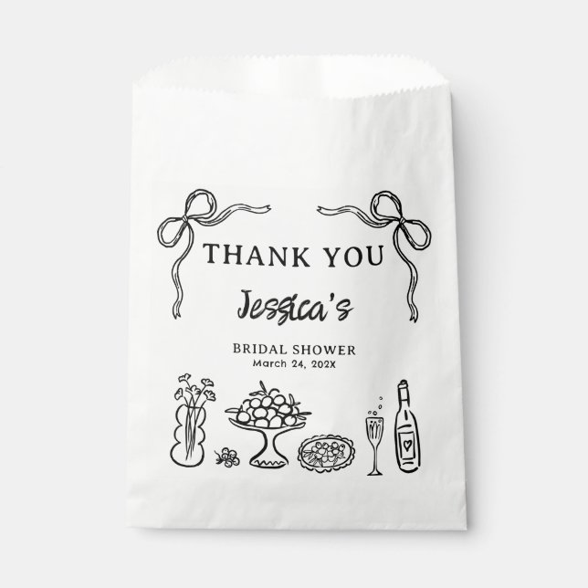 Sachets En Papier Papier fantaisiste à main levée noir pour mariage (Devant)