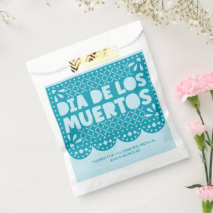 Sachets En Papier Papier Picado Bleu Personnalisé Dia de los Muertos