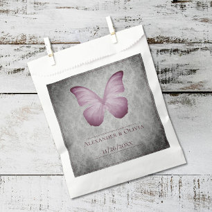 Sachets En Papier Papillon rose Vintage Mariage damassé