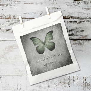 Sachets En Papier Papillon Vintage vert Mariage damassé