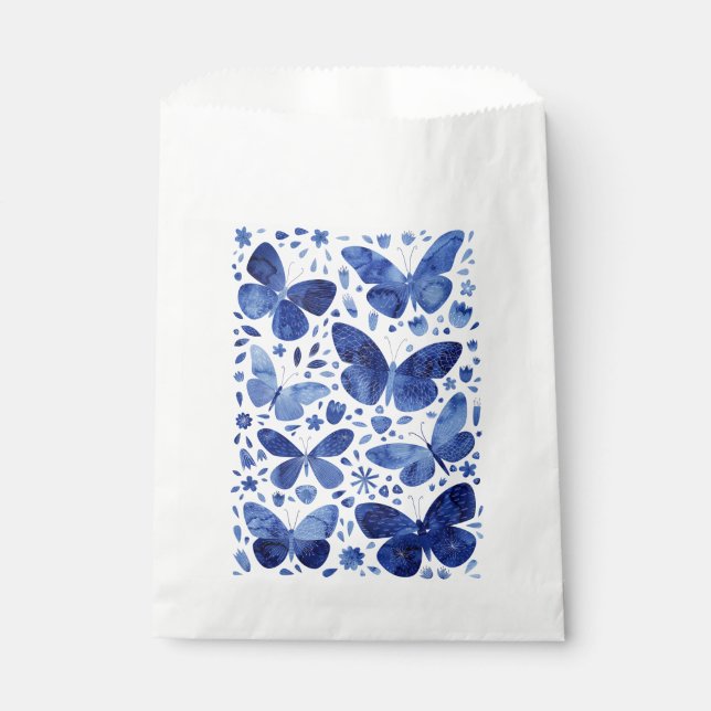 Sachets En Papier Papillons Aquarelle Bleu (Devant)