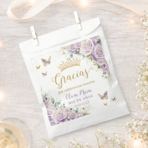 Sachets En Papier Papillons floraux pourpres Lilac Quinceañera 15 16