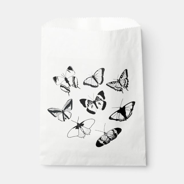 Sachets En Papier Papillons noirs et blancs (Devant)