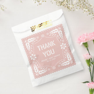 Sachets En Papier Pappel rose or picado Merci bébé fille douche
