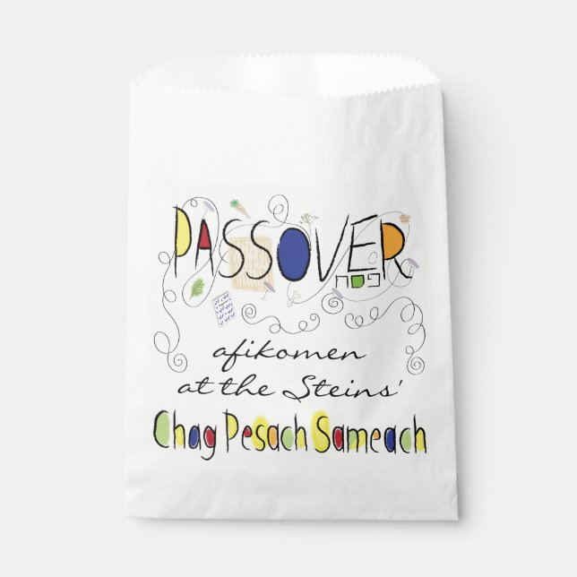 Sachets En Papier Pâque "Chag Sameach" Goodie Favoriser Sac (Devant)