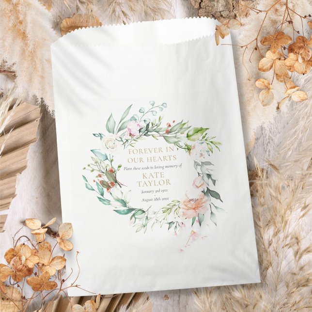 Sachets En Papier Paquet de graines commémoratif de deuil floral (Floral Funeral Memorial Seed Packet Favor Bag)
