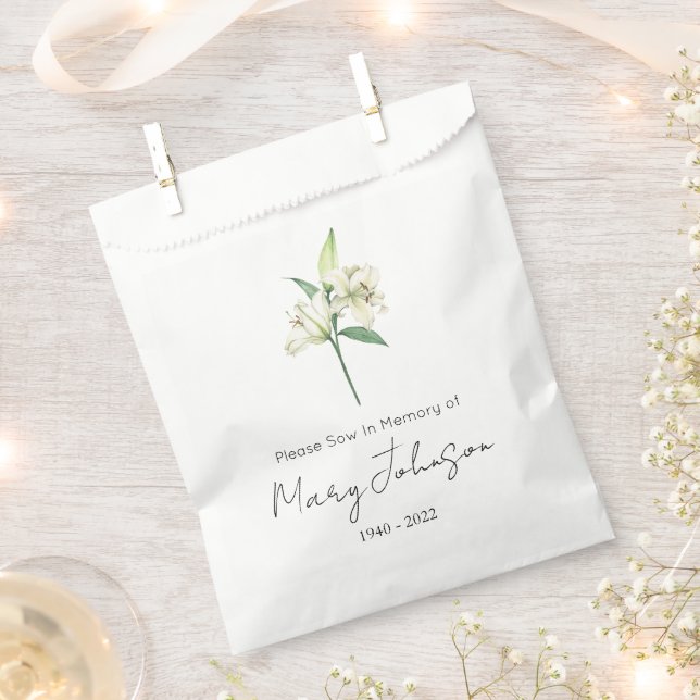 Sachets En Papier Paquet de graines de lys simple pour funérailles  (Coupé)