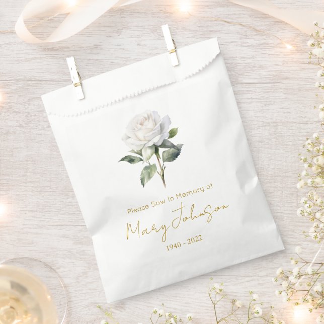 Sachets En Papier Paquet de graines de rose blanche simple Funéraill (Coupé)