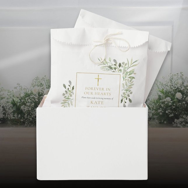 Sachets En Papier Paquet de graines de verdure Mémorial funéraire ch (Greenery Seed Packet Christian Funeral Memorial Favor Bag)