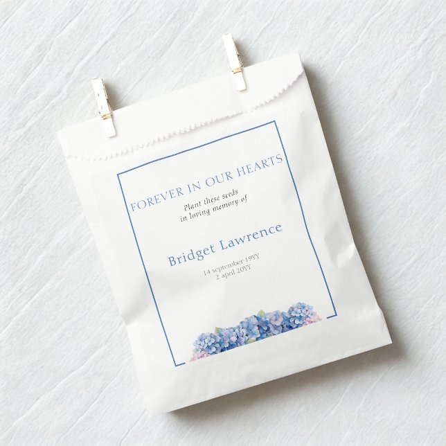 Sachets En Papier Paquet de graines d'hydrangea bleu joli pour funér (Créateur téléchargé)