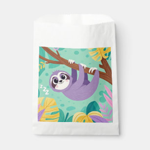 Sachets En Papier Paresseux de dessin animé suspendu à l'envers à un