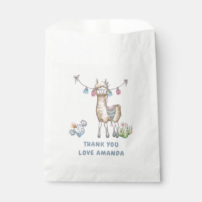 Sachets En Papier Parti Anniversaire de enfant de Llama (Devant)