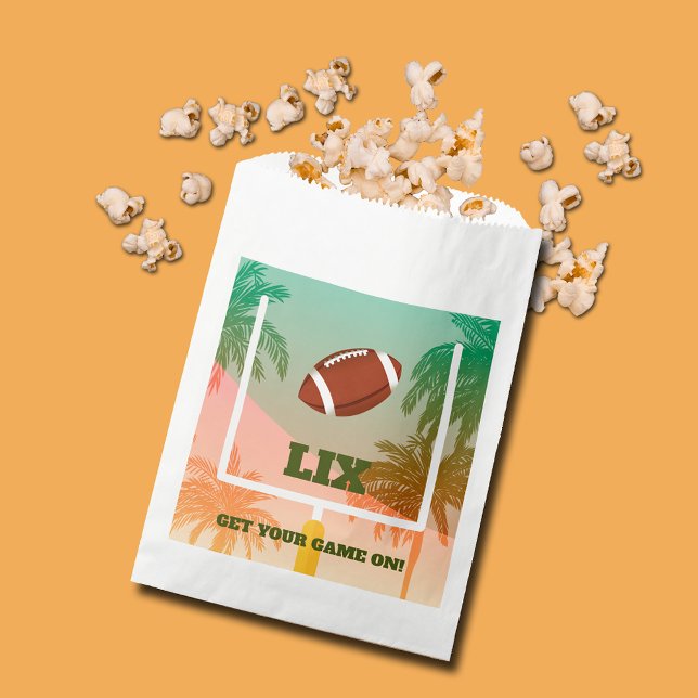 Sachets En Papier Parti des droits des palmes et du football (Palms and football uprights party paper favor bags)