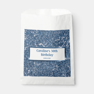 Sachets En Papier Parties scintillant Bleu Faux Regarder avec texte