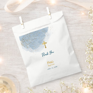 Sachets En Papier Parties scintillant d'aquarelle bleu Croix d'or Ba