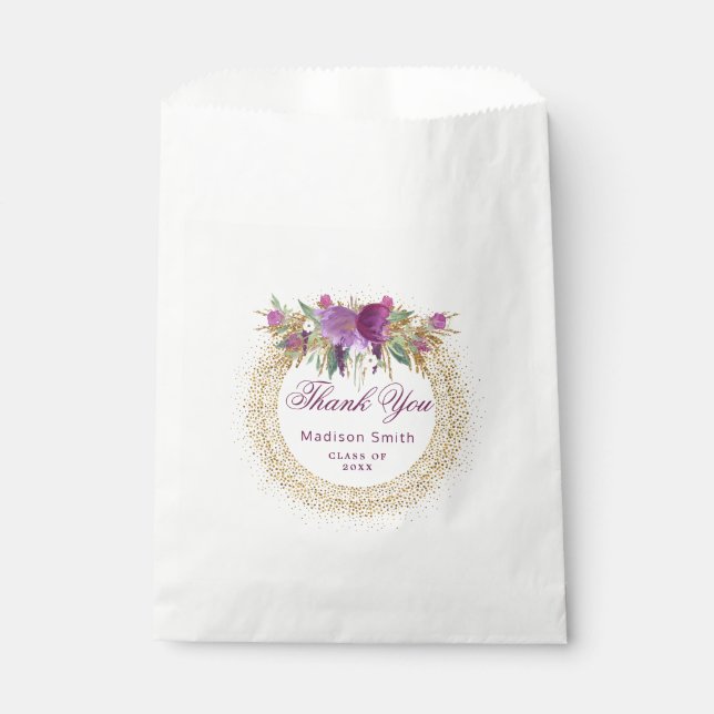 Sachets En Papier Parties scintillant de graduation Aquarelle Fleur  (Devant)