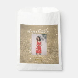 Sachets En Papier Parties scintillant d'or heureux 15e anniversaire