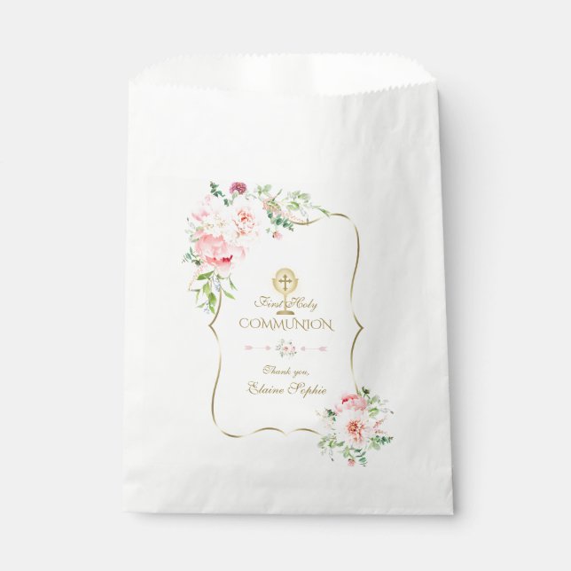 Sachets En Papier Parties scintillant d'or Peine rose Floral Sainte  (Devant)