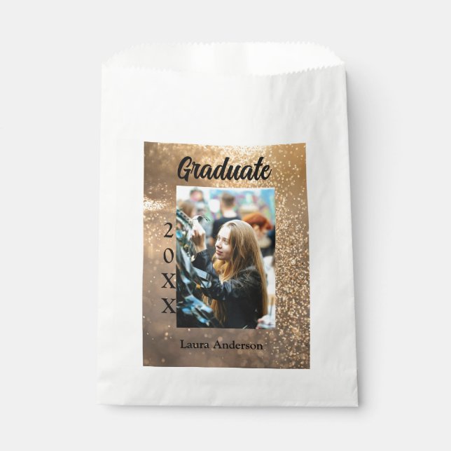 Sachets En Papier Parties scintillant d'or photo graduation ajouter  (Devant)