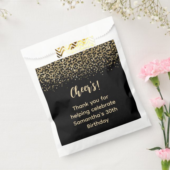 Sachets En Papier Parties scintillant Empreinte de léopard Black Gol (Scellé)