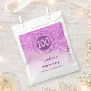 Sachets En Papier Parties scintillant rose chic et cadre pointillé 1