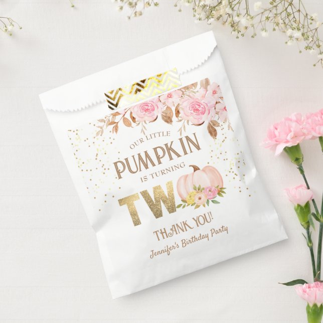 Sachets En Papier Parties scintillant rose or Citrouille Floral Girl (Scellé)
