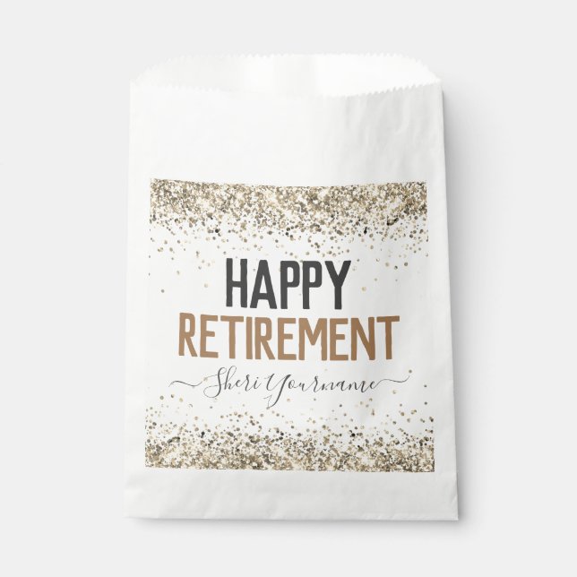 Sachets En Papier Parties scintillant Script Bonne retraite Favorise (Devant)