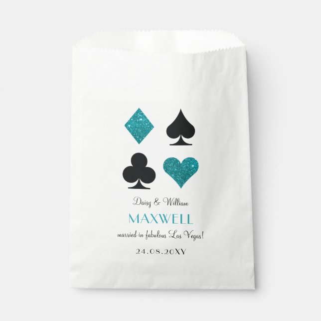 Sachets En Papier Parties scintillant turquoise Las Vegas Mariage Fa (Devant)