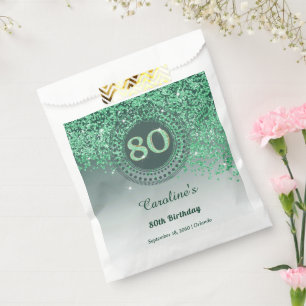Sachets En Papier Parties scintillant verte chic et cadre pointillé 