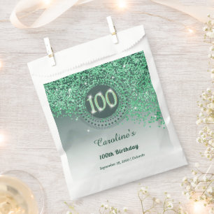 Sachets En Papier Parties scintillant verte chic et cadre pointillé 