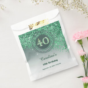 Sachets En Papier Parties scintillant verte chic et cadre pointillé 