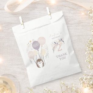 Sachets En Papier Pastel Boho Hedgehog et Balloons Anniversaire