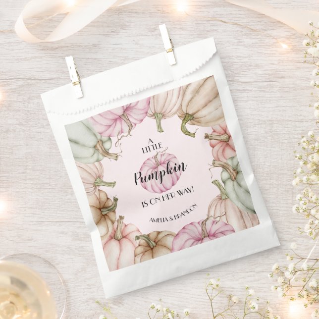 Sachets En Papier Pastel Citrouille rose fille Baby shower Favoriser (Coupé)