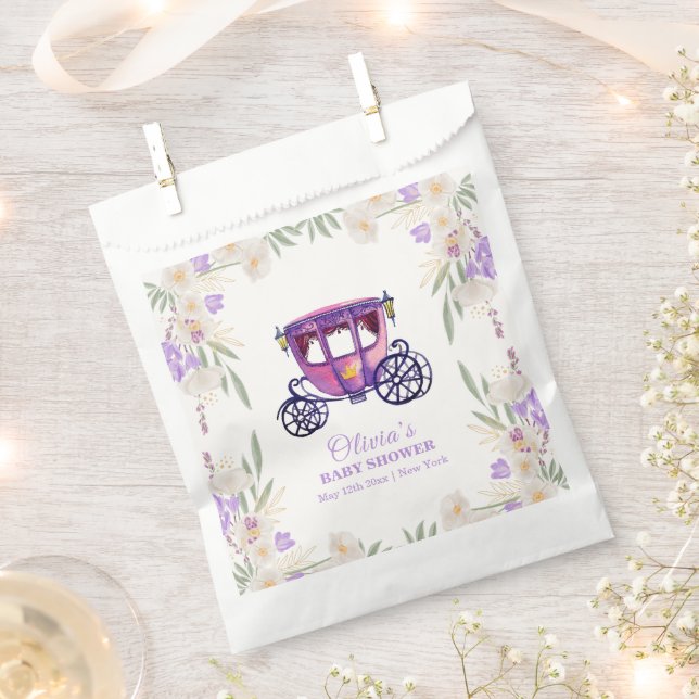 Sachets En Papier Pastel Floral Princess Carriage Girl Baby Shower  (Coupé)