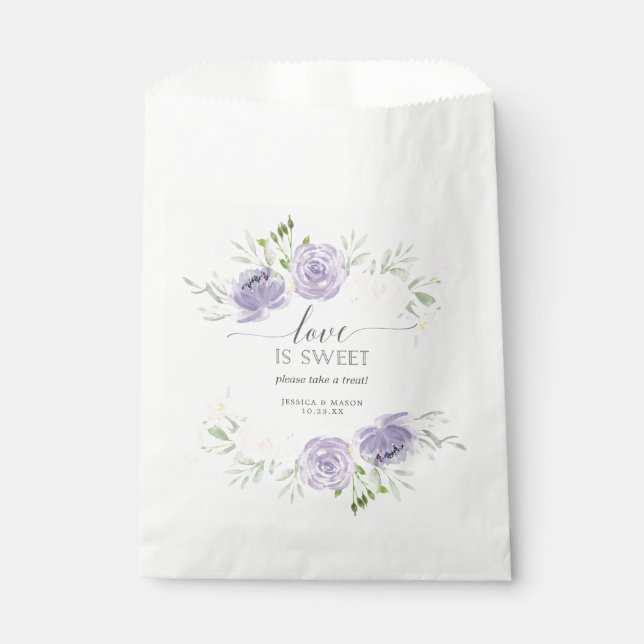 Sachets En Papier Pastel Purple Baby shower Favoriser Sac Aimer est  (Devant)