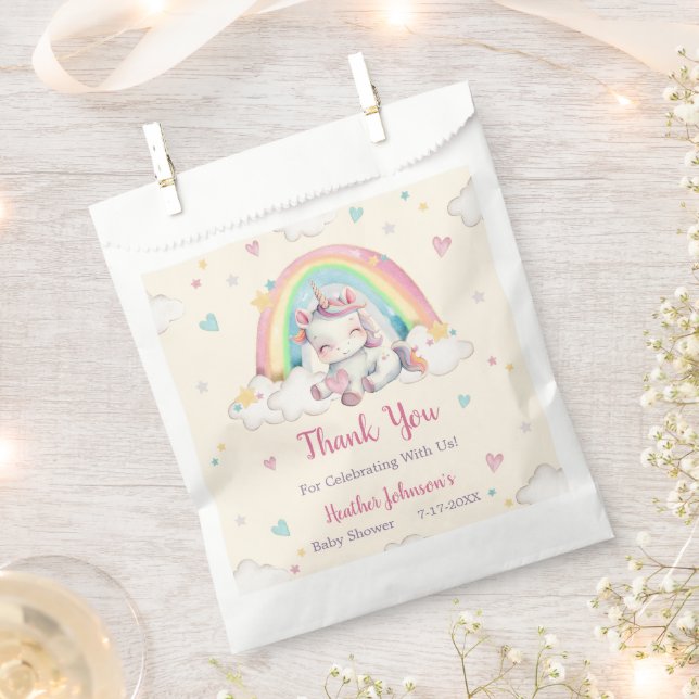 Sachets En Papier Pastel Rainbow Unicorn Baby shower (Coupé)
