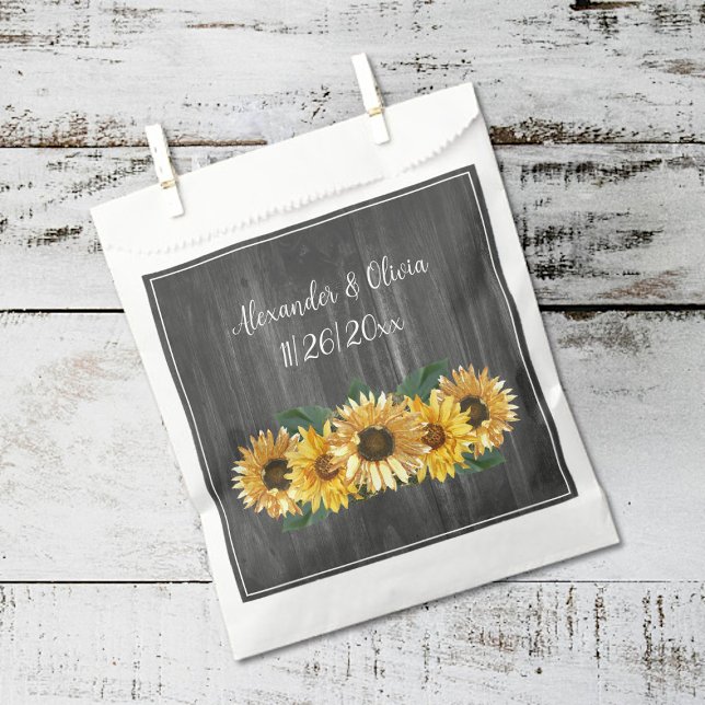 Sachets En Papier Patiné rustique Sunflower Wedding Favor Sac (Weathered Rustic Sunflower Wedding Favor Bags)